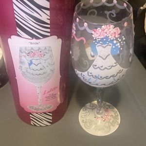 Lolita “Bride” 15 oz hand painted wine glass.